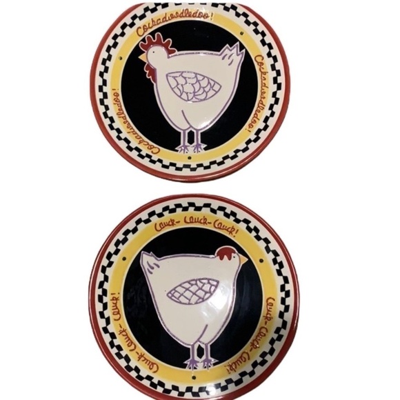 Southern Living @ Home Becky Denny Rooster & Hen Plates - Picture 1 of 7